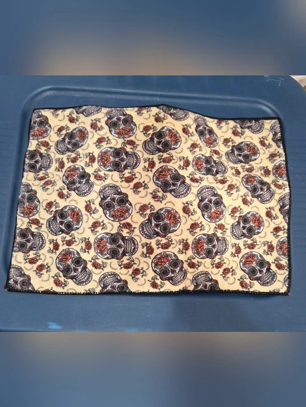 Day of the Dead Skull Roses Microfiber Kitchen Dish Drying Mat Halloween